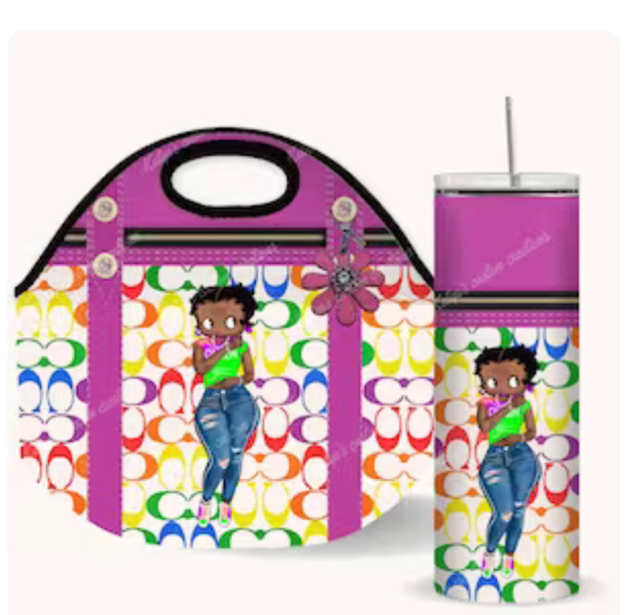 Purple lunch bag & tumbler